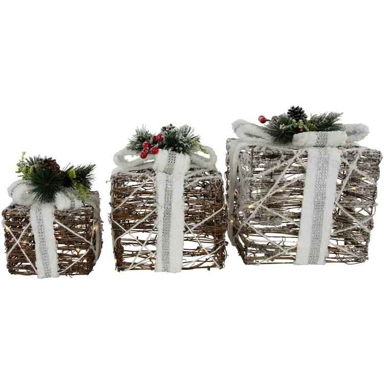 Northlight Seasonal Outdoor Christmas Pine Gift Boxes - Set of 3