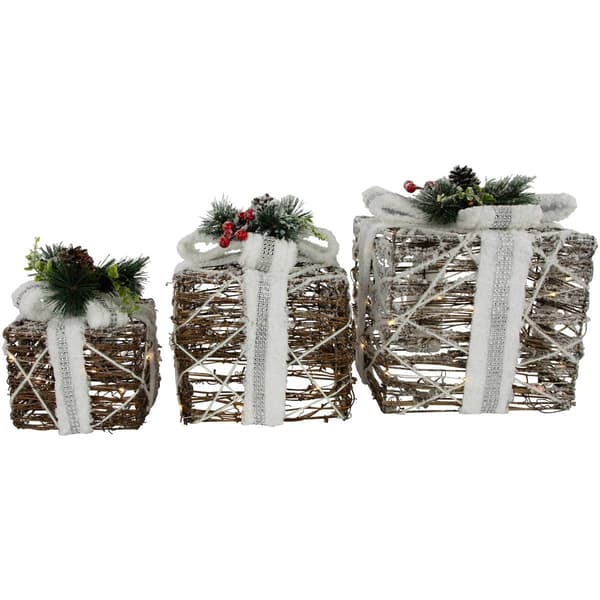 Northlight Seasonal Outdoor Christmas Pine Gift Boxes - Set of 3