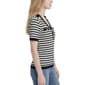 Womens NY Collection Short Sleeve Stripe Ribbed Sweater - image 3