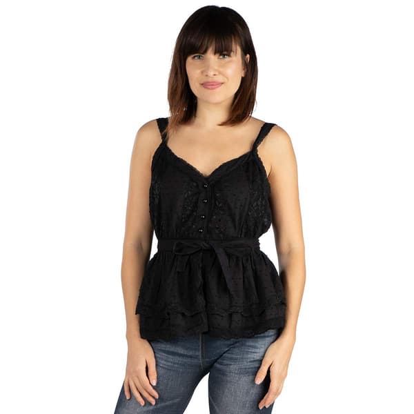 Womens 24/7 Comfort Apparel Black Lace Insert Tank Top - image 