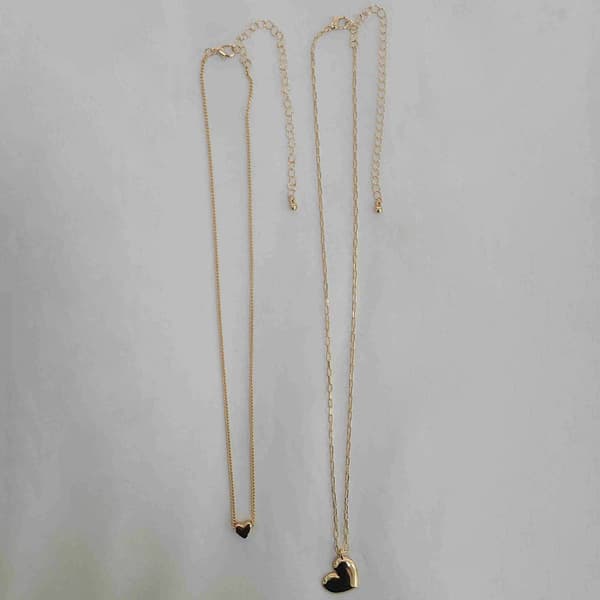Ashley 2 Row Puffy Heart Pendant Necklace - image 