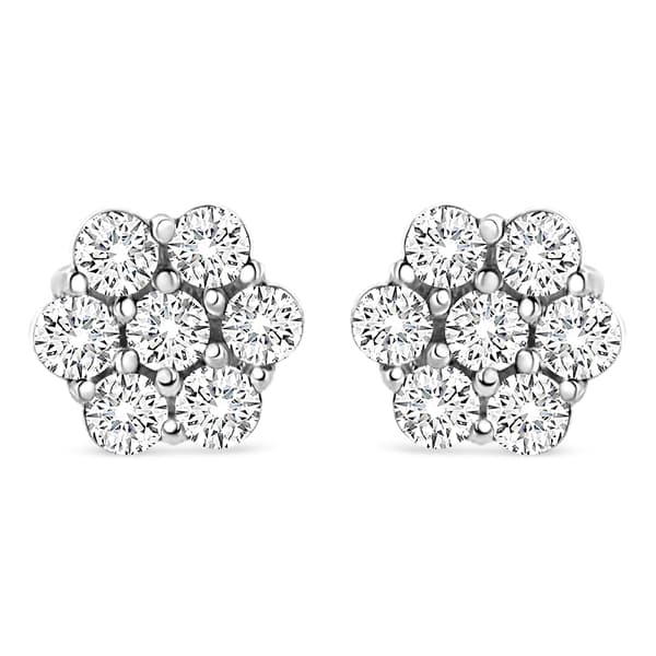 Diamond Classics&#40;tm&#41; 14kt. White Gold 1/2ctw. Floral Earrings - image 