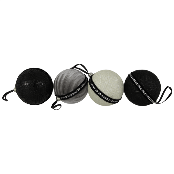 Northlight 4ct. Black Sequined & Textured Christmas Ornaments