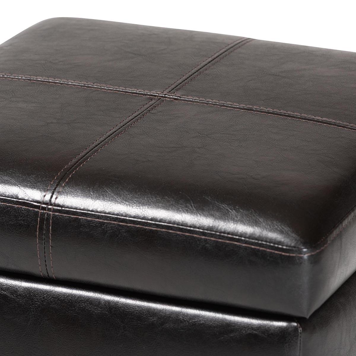 Baxton Studio Leather Storage Cube Ottoman - Dark Brown