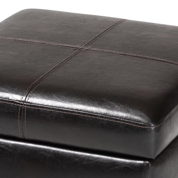 Baxton Studio Leather Storage Cube Ottoman - Dark Brown