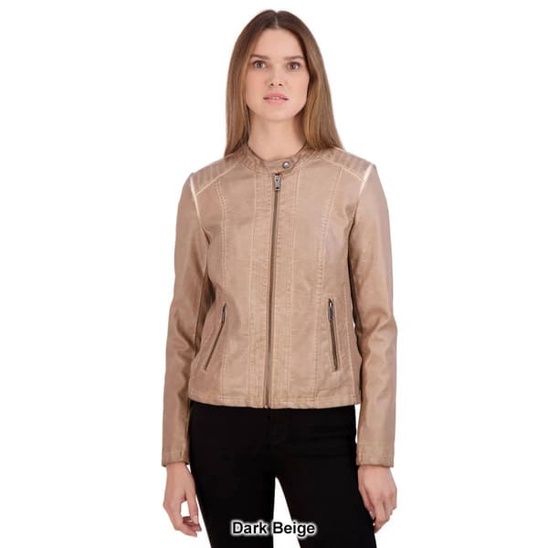 Womens Sebby Faux Leather Scuba Motorcycle Jacket