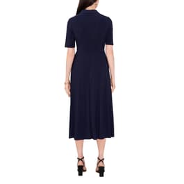 Womens MSK Solid Elbow Sleeve Half Zip Neck Midi Dress