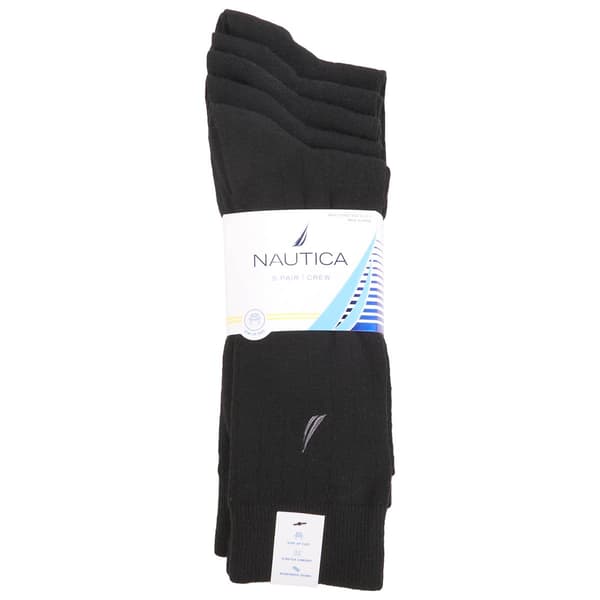 Mens Nautica 5pk. Dress Core Socks - Black Rib - image 