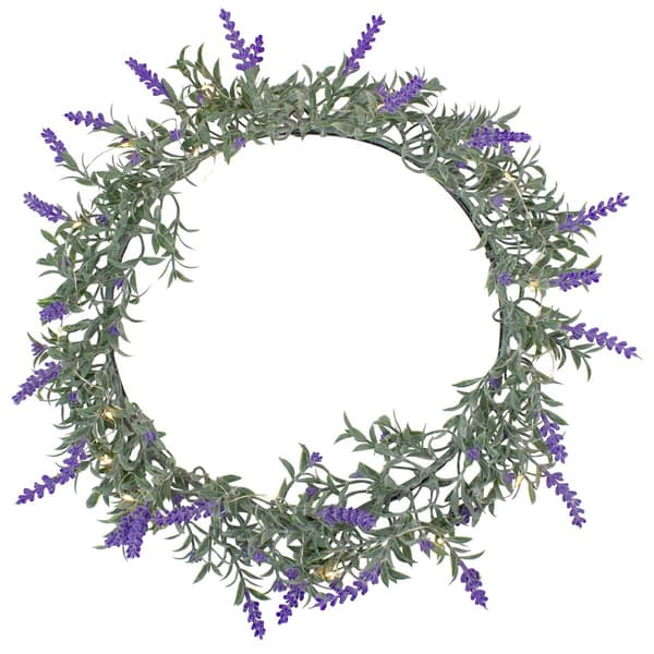 Northlight Seasonal Pre-Lit Lavender Spring Wreath - image 