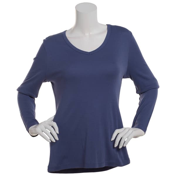 Womens Architect® Long Sleeve Solid Rib V-Neck Tee