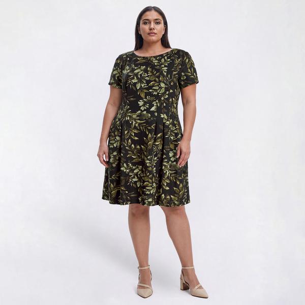 Plus Size Connected Apparel Short Sleeve Leaf Sheath Dress - image 