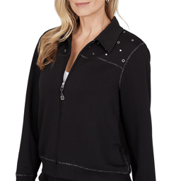 Womens Alfred Dunner Weekend Warrior Grommet Zip Front Jacket