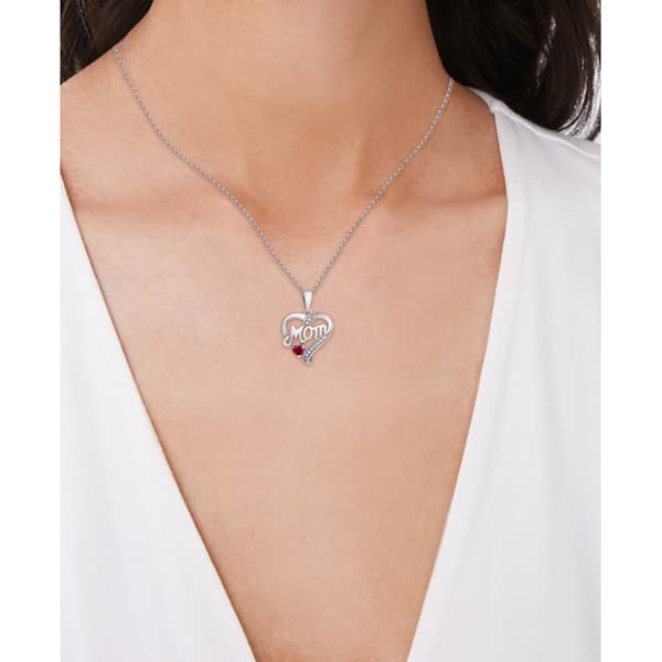 Gianni Argento Garnet & Lab Created White Sapphire Mom Pendant