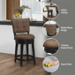 HH2 Home Kaede Wood Counter Height Brown Swivel Stool - image 10