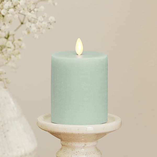 Luminara 3x4.5 Flat Heavy Chalky Linen Flameless Pillar Candle - image 