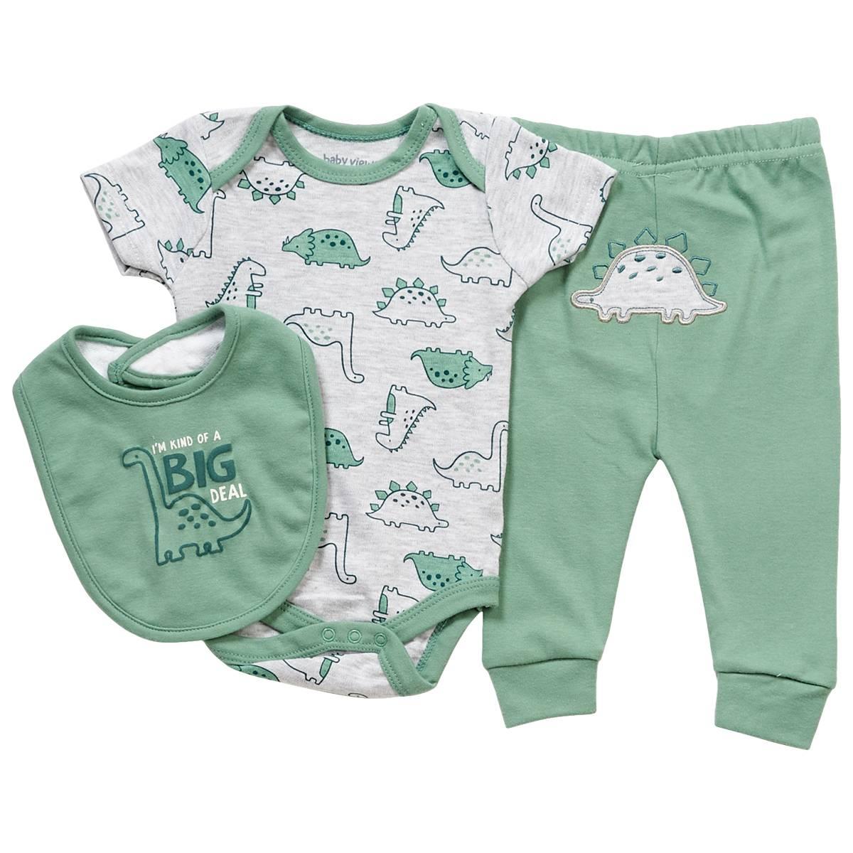 Baby Boy (NB-9M) baby views(R) 3pc. Dino Bodysuit & Pants Set