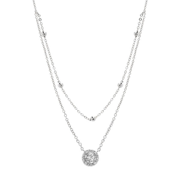 Silver Plated Cubic Zirconia Halo Necklace - image 