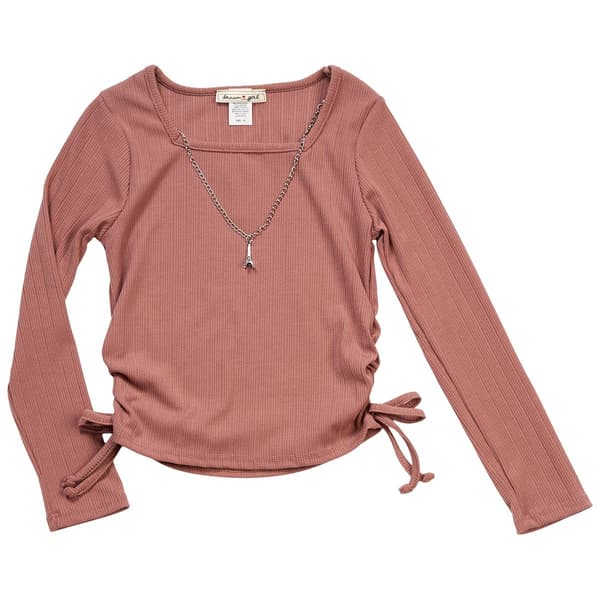 Girls (7-12) Dream Girl Cinch Long Sleeve w/Eiffel Tower Necklace - image 