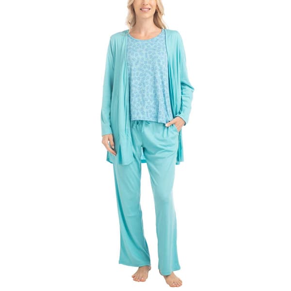 Womens MUK LUKS&#40;R&#41; 3pc. Anything Pajama Set - Teal Paisley