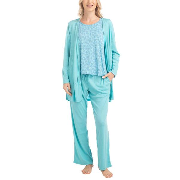 Womens MUK LUKS&#40;R&#41; 3pc. Anything Pajama Set - Teal Paisley - image 