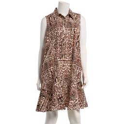 Womens Emma & Michele Sleeveless Abstract Ruffle Hem Shirtdress