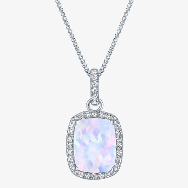 Nova Star(R) Lab Grown Opal & Lab Grown Diamond Halo Pendant
