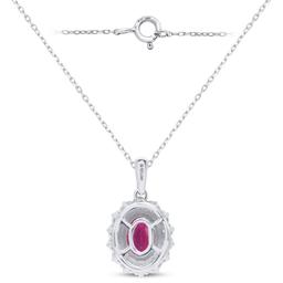Nova Star® Sterling Silver & Oval Lab-Grown Ruby Pendant Necklace