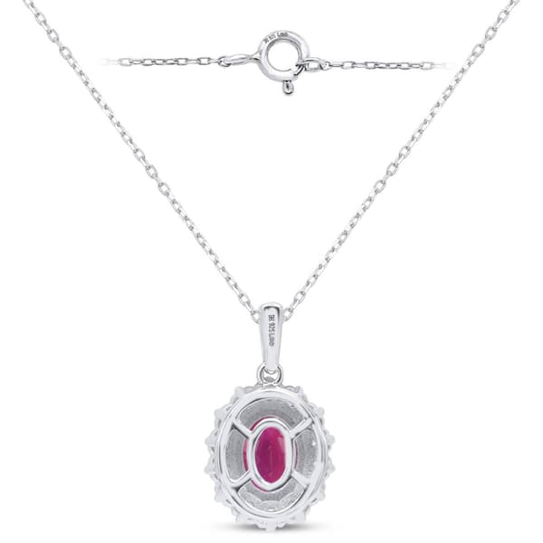 Nova Star® Sterling Silver & Oval Lab-Grown Ruby Pendant Necklace