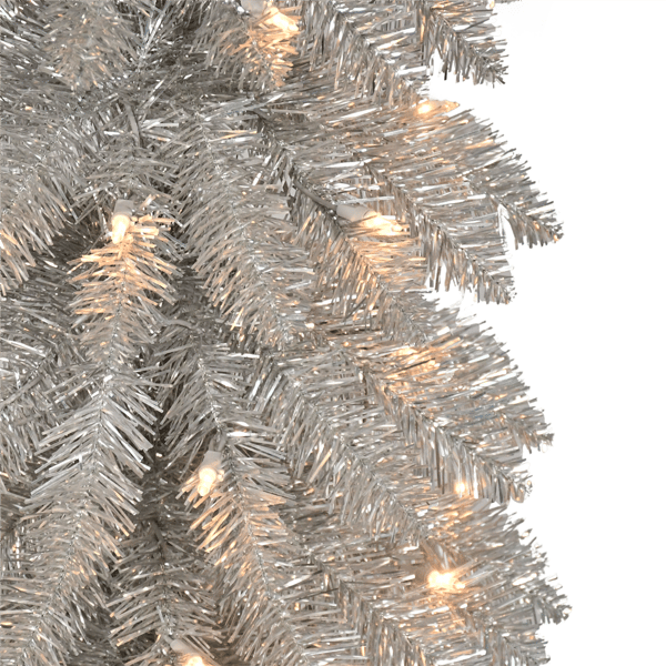 Puleo International 6ft. Pre-Lit Alpine Silver Pencil Tree