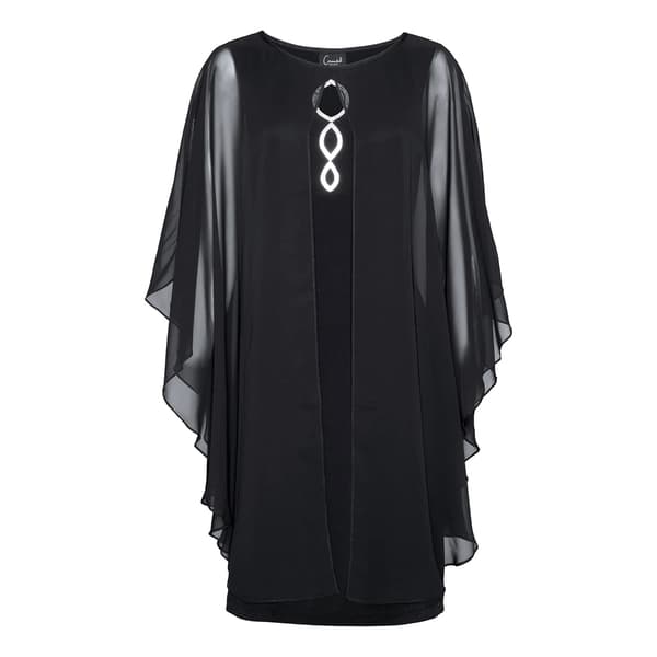 Plus Size Connected Apparel Capelet Overlay Rhinestone Dress