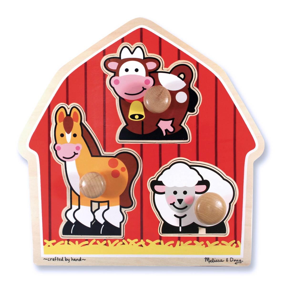 Melissa & Doug® 3pc. Barnyard Animals Jumbo Knob Wooden...
