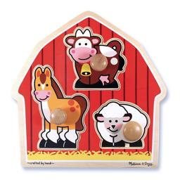 Melissa &amp; Doug(R) 3pc. Barnyard Animals Jumbo Knob Wooden Puzzle