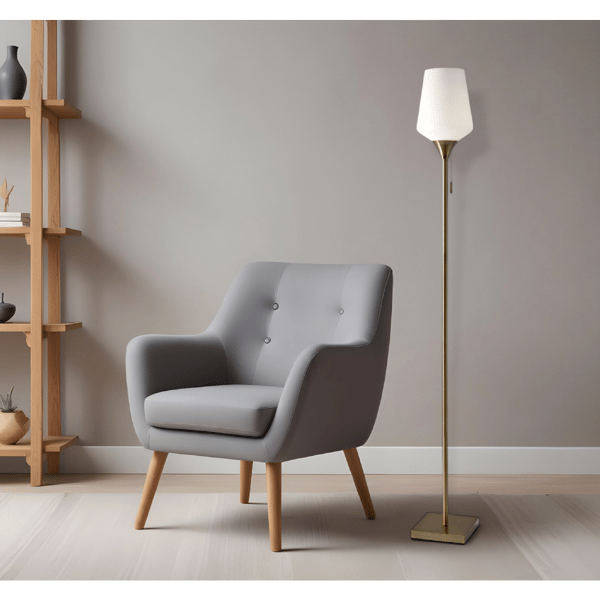 HomeRoots 71in. Brass Torchiere Floor Lamp With Glass Shade