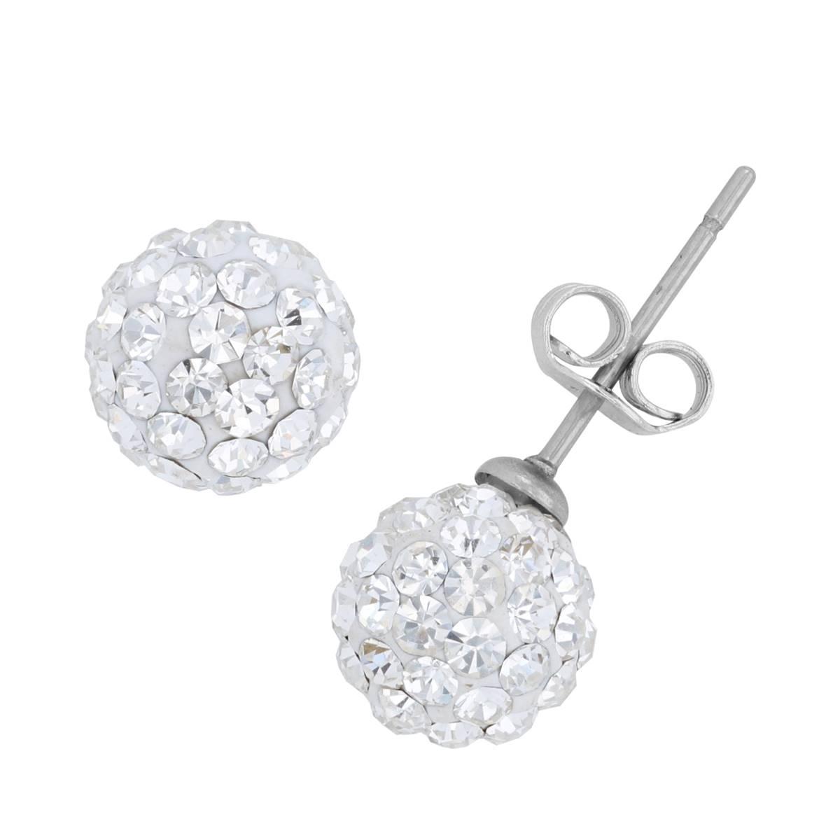 Crystal Colors 10mm Fireball Clear Crystal Stud Earrings