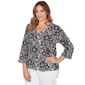 Plus Size Hearts of Palm Printed Essentials Floral V Neck Blouse - image 3