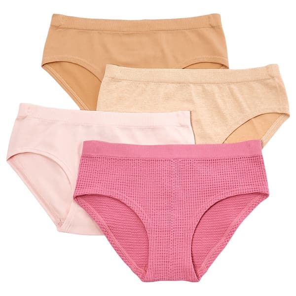 Girls (7-14) Lala® Gigi 4pk. Seamless Waffle Hipsters - Solid