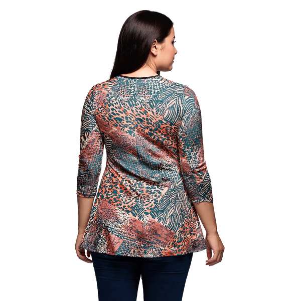 Plus Size 24/7 Comfort Apparel Animal Print V-Neck Tunic Top