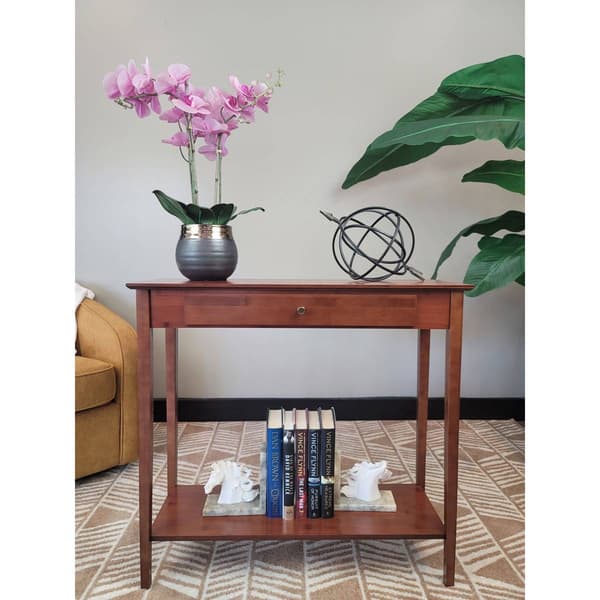 eccostyle&#8482; 2-Tier Solid Bamboo Console Table with Drawer