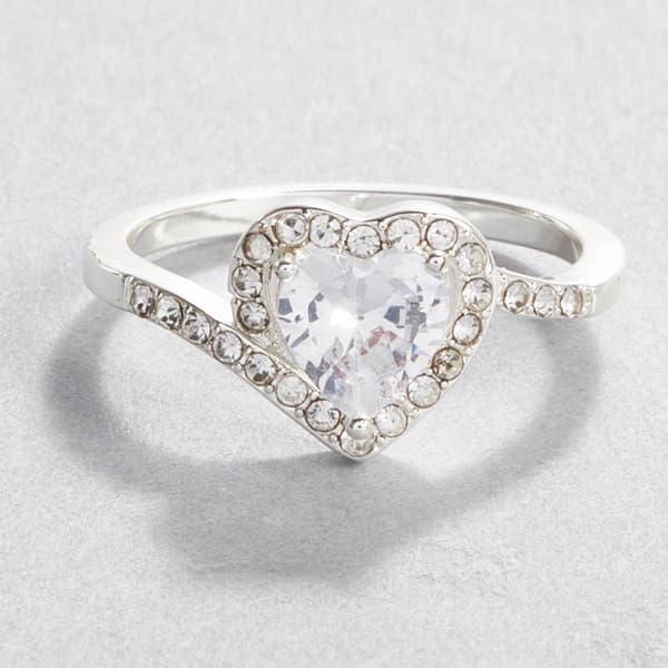 Ashley Cooper(tm) Silver-Tone Crystal Heart Ring - image 