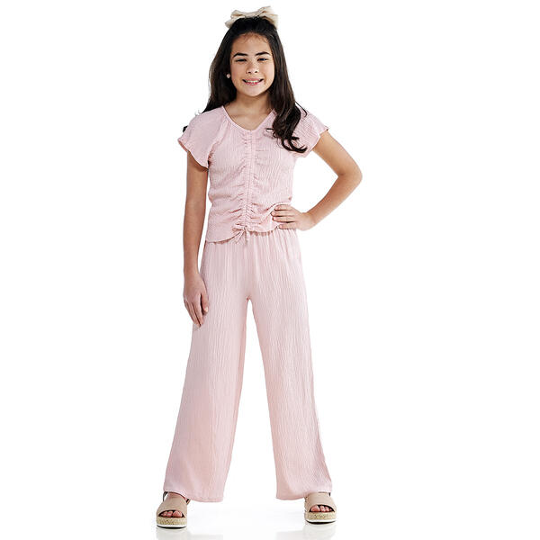 Girls &#40;7-16&#41; Sweet Butterfly Cinch Front Top & Palazzo Pants Set - image 