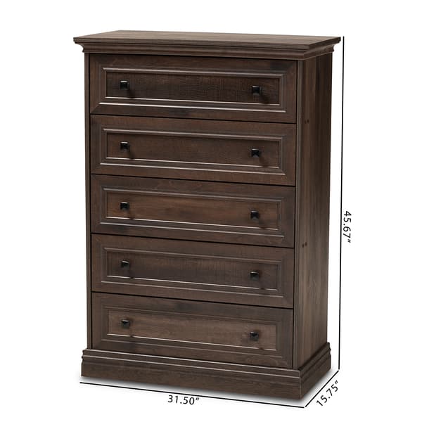Baxton Studio Nolan 5 Drawer Wood Chest