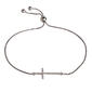 Sterling Silver Diamond Simulant Cross Adjustable Bracelet - image 1
