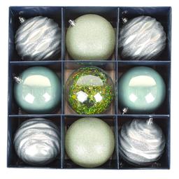 National Tree 13in. Mint & Silver Ball Ornaments - Set of 9
