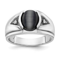Mens Gentlemens Classics(tm) 14kt White Gold Oval Onyx Diamond Ring