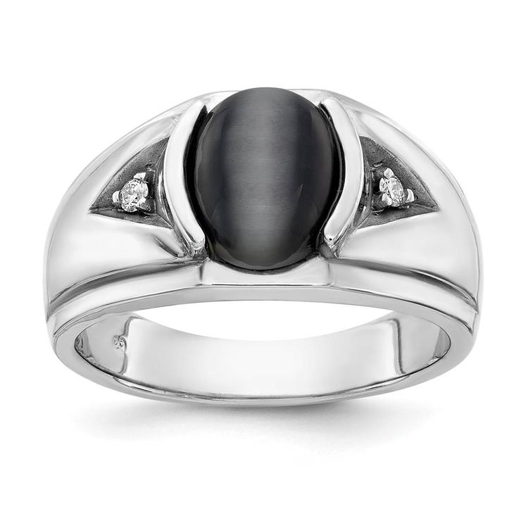Mens Gentlemens Classics(tm) 14kt White Gold Oval Onyx Diamond Ring
