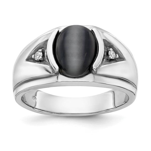 Mens Gentlemens Classics(tm) 14kt White Gold Oval Onyx Diamond Ring - image 