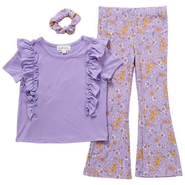 Girls &#40;4-6x&#41; BTween&#40;R&#41; 2pc. Ruffle Tee & Rib Floral Flare Leggings - image 