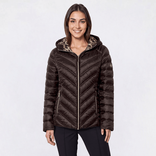 Womens Michael Kors Packable Jacket with Leopard Lining - image 