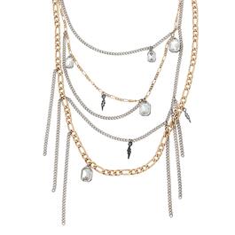 Steve Madden Swag Chain & Crystal Gems Layered Necklace