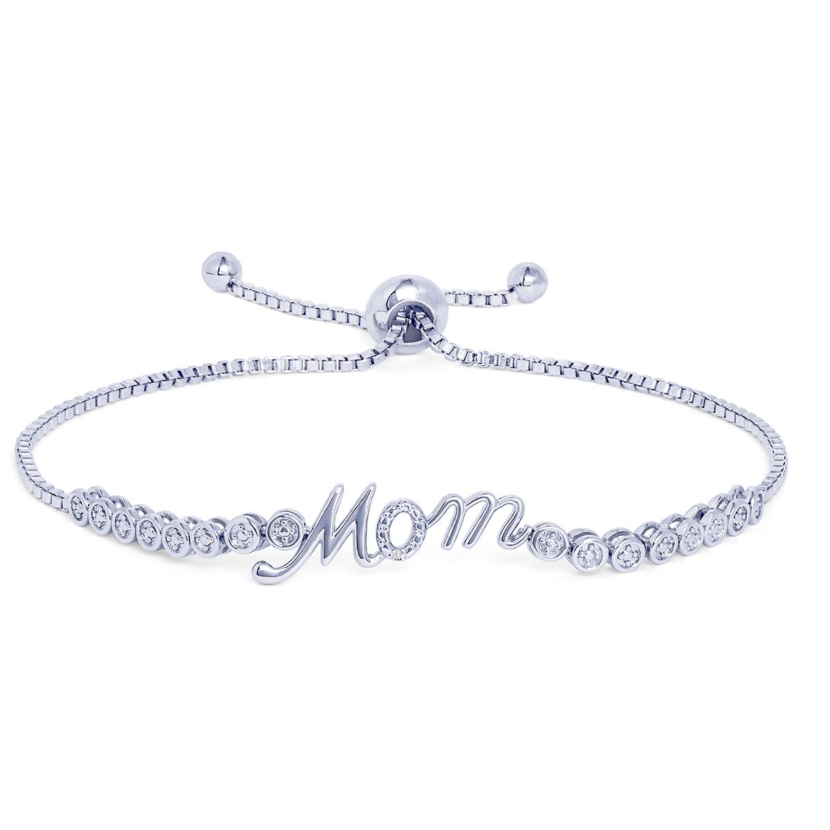 Gianni Argento Silver-Plated Diamond Mom Adjustable Bracelet